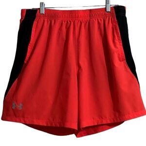 Under Armour Swim Shorts Men’s XL Orange Fitted HeatGear Elastic Waist Lined